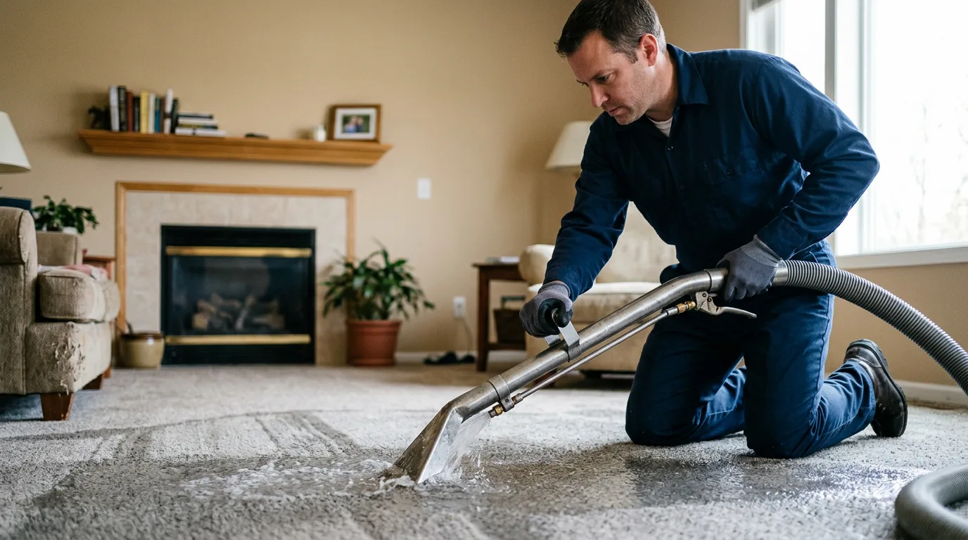 Water damage restoration technician working near Corning, KS